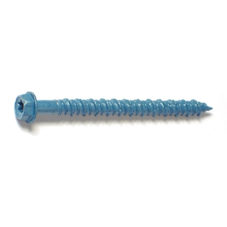Torquemaster Masonry Screw, 3/16" Dia., Hex, 2 1/4 in L, Steel Blue Ruspert, 100 PK 51208